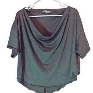 Free People We The Free Light Brown Cropped  T-shirt Size S Swoop Neck